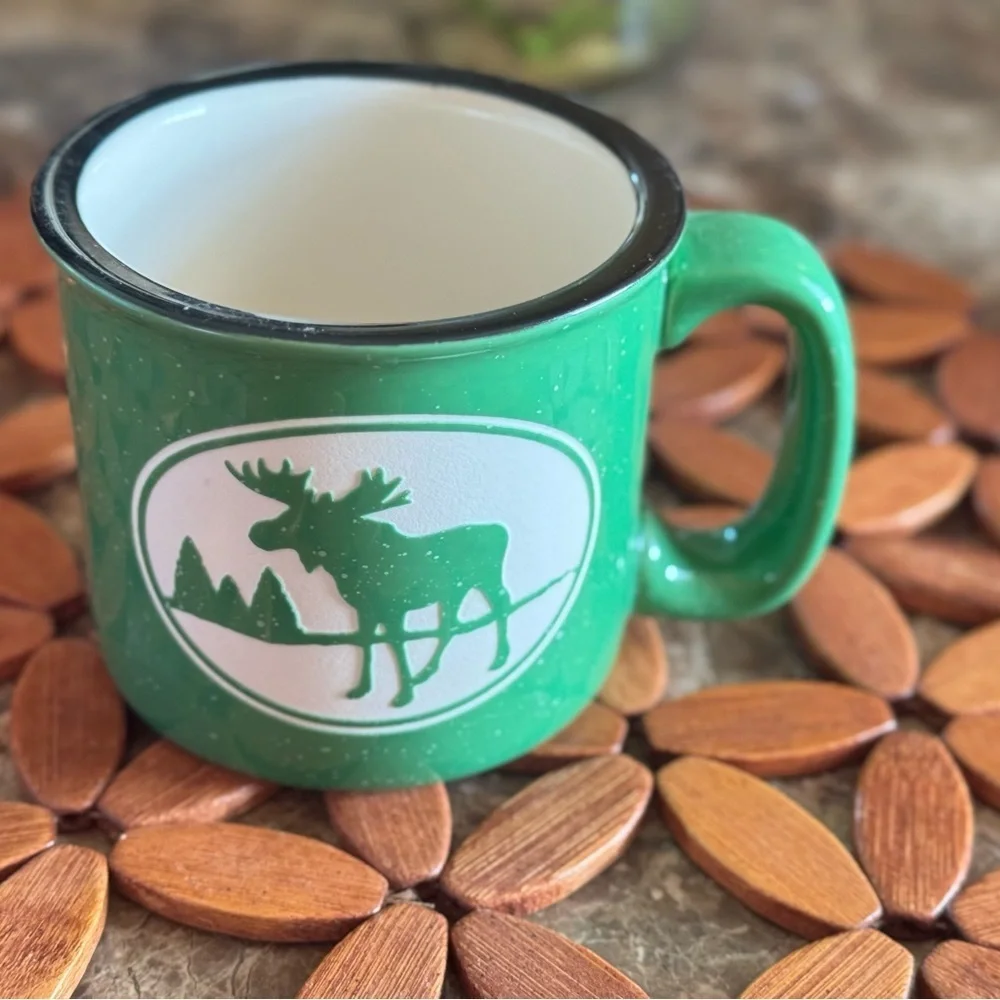 Cape‎ Shore Green Etched Moose 15 Ounce Coffee Tea Mug Cup